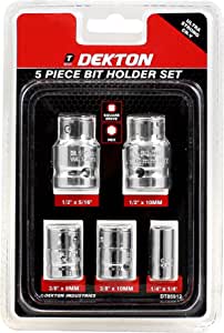 DEKTON DT85912 Bit Holder Set, 1/4-inch,3/8-inch,1/2-inch, Set of 5 Piece